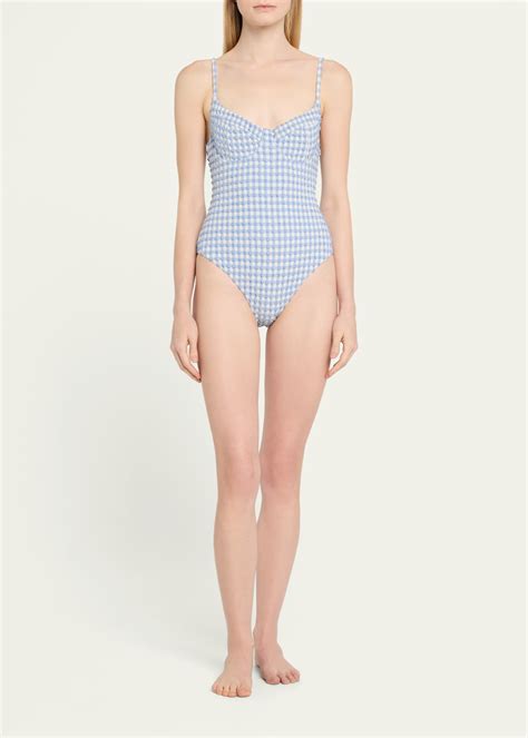 SIMKHAI Suni Gingham One-Piece Swimsuit - Bergdorf Goodman