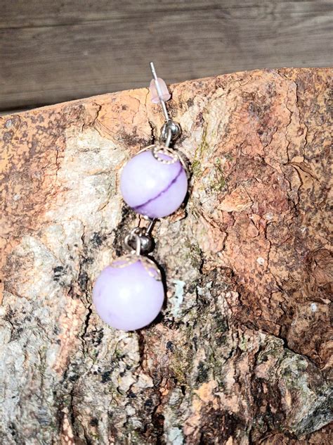 Marble Dangle Earring with Crown