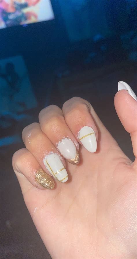 Gold and White Nails