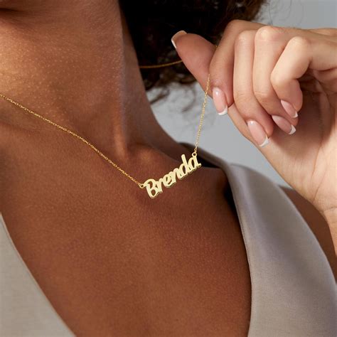 14k Gold Name Plate Necklace, Custom Name Necklace, Personalized Gifts ...