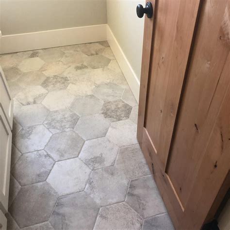 Hex Tile Flooring for Powder Bath in Portland Home