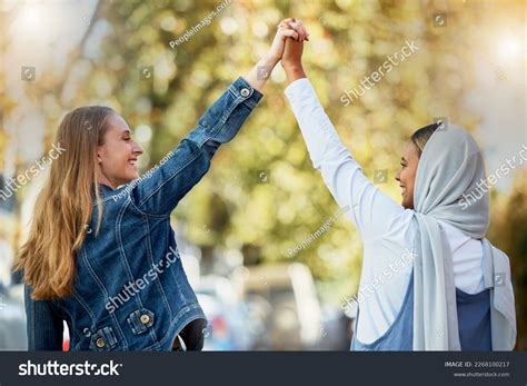 Support Diversity Lesbian Couple Holding Hands Stock Photo 2268100217 ...
