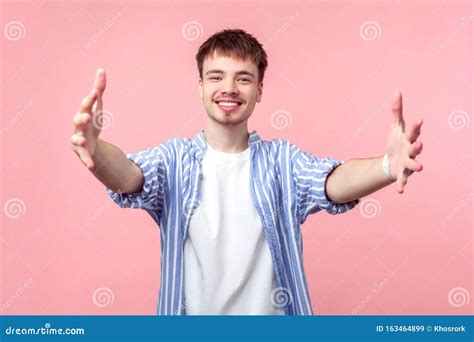 Free Hugs. Come Here. Portrait of Friendly Kind Brown-haired Man ...