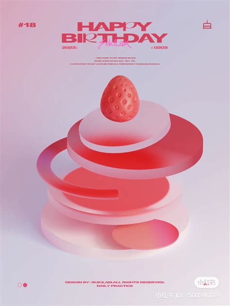 Strawberry Happy Birthday Poster Design