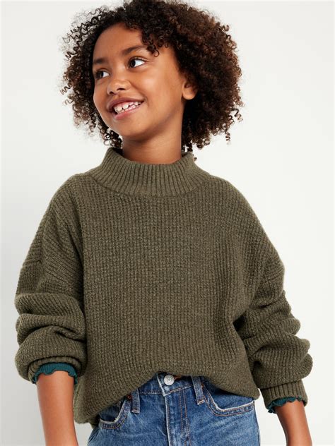 Cozy Thermal-Knit Mock-Neck Tunic Pullover Sweater for Girls | Old Navy