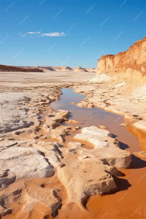 Premium AI Image | a stream of water in a desert