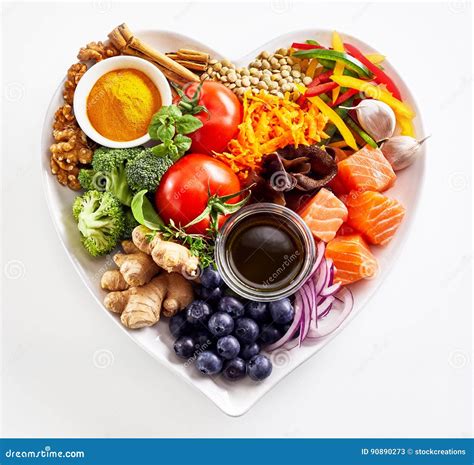 Heart-shaped Plate of Healthy Heart Foods Stock Image - Image of ...