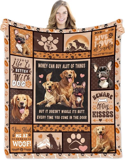 Amazon.com: Dog Print Blanket Dog Lover Gifts Funny Dog Themed Blanket ...