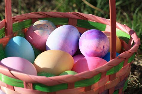 Colorful Easter Eggs In Basket