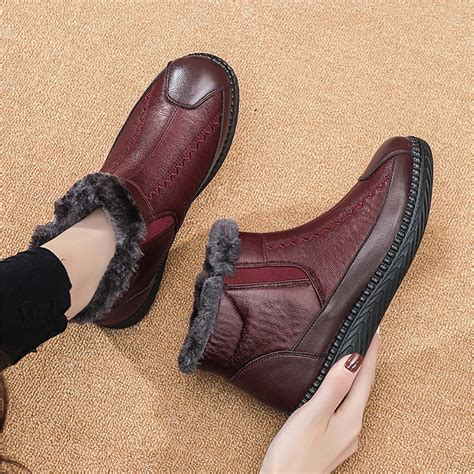 Tawop Cowgirl Boots Women,Winter Plus Velvet Snow Boots Short Boots ...