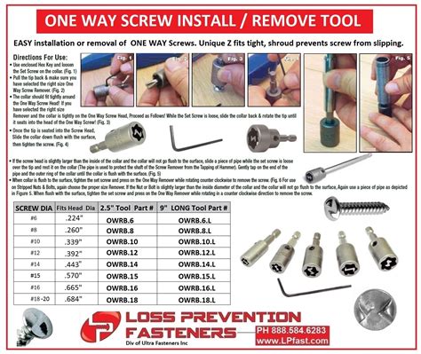 One Way Screw Removal Tool | LPF One Way Security Screw Extractor