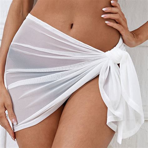 Women Sheer Wrap Knot Cover Up Skirt Without Bikini Beach Wrap Bikini ...