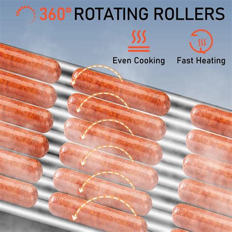 VEVOR Hot Dog Roller, 18 Hot Dog Capacity 7 Rollers, 1050W Stainless ...