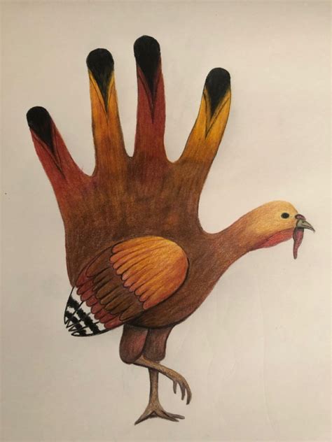 Hand Turkey Drawing
