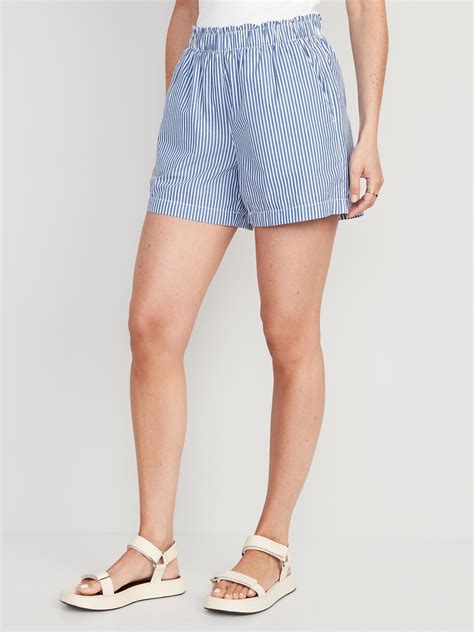 High-Waisted Striped Pull-On Shorts -- 5-inch inseam | Old Navy