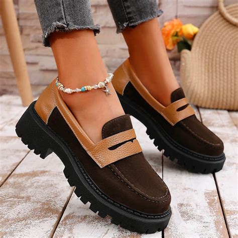 Aueoeo Loafers for Women Business Casual Shoes Comfortable Faux Leather ...