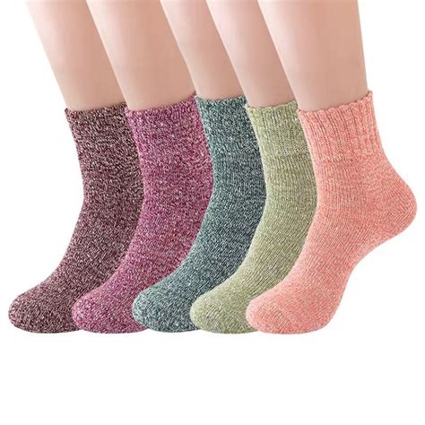 SHX Womens Wool Socks, Fleece Lined Thermal Cotton Crew Socks, Thick ...