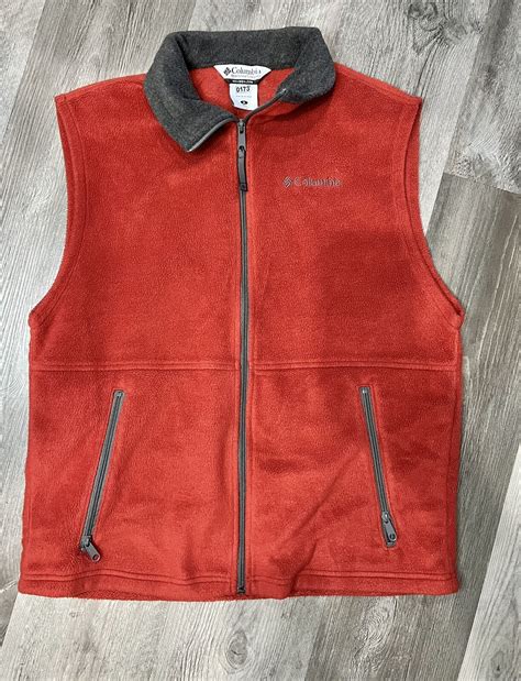 Men's Medium Columbia Fleece Vest, Zip Up, Two Tone Rust Red & Gray | eBay