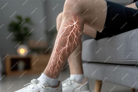 Visual depiction of nerve pain a person experiencing discomfort tired legs showing the effects ...