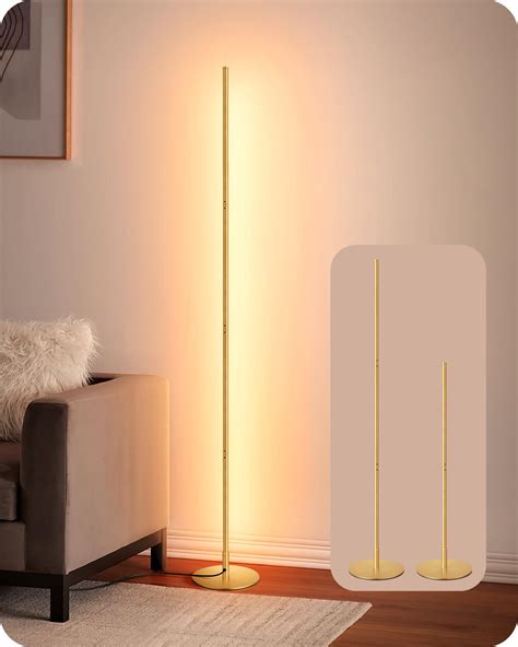 EDISHINE LED Corner Floor Lamp, Modern Slim Dimmable Light, Adjustable ...