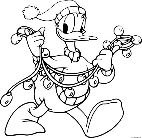 Coloriage Donald Ducks Christmas Lights Dessin Noel Disney à imprimer