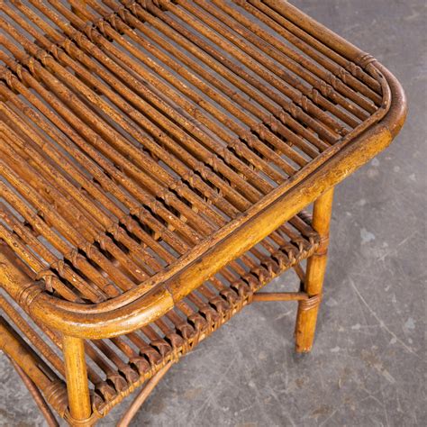 1950's Original Rattan French Low Side Table For Sale at 1stDibs