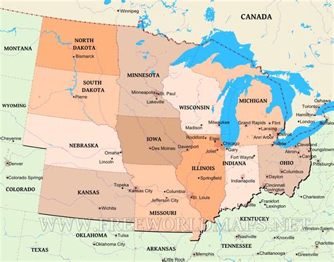 Printable Map Of Midwest