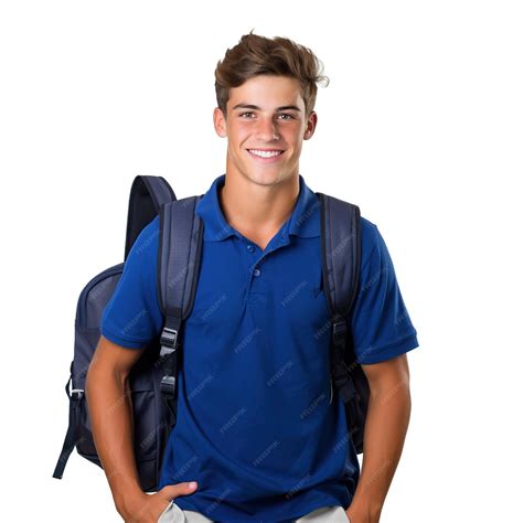 Un feliz sonriente hombre de 18 años de edad de pie en ropa de escuela ...