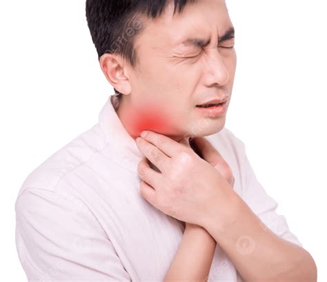 Hombre Tosiendo Dolor De Garganta Inflamación Tumoral Linfática PNG ...