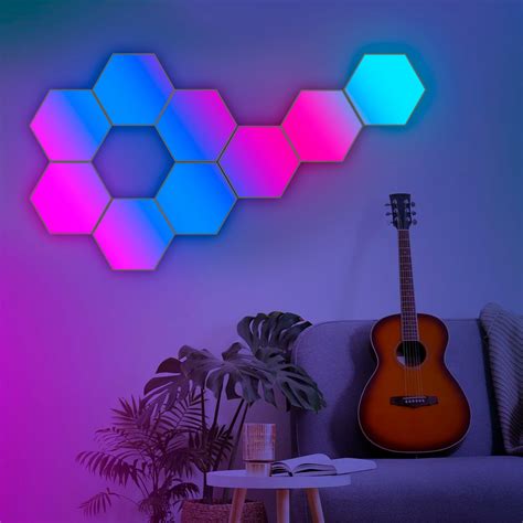 Relax love Hexagon LED Lights Modular Music Sync RGB Gaming Panels APP ...