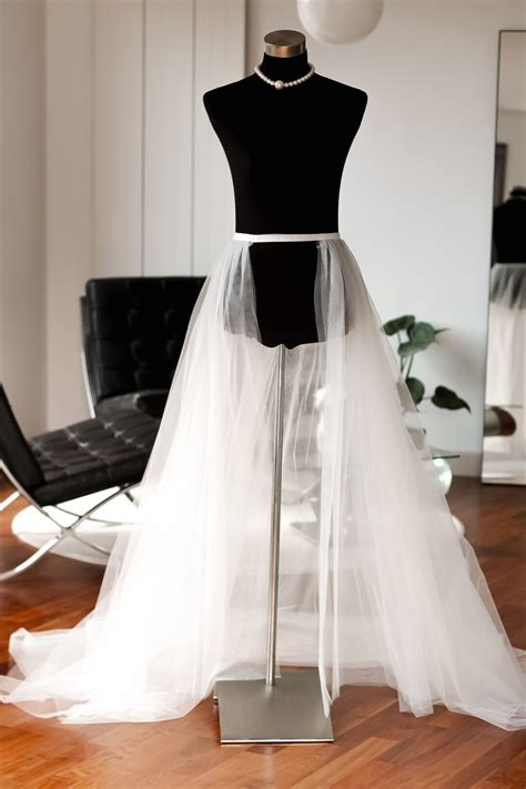 Luxury Detachable Wedding Overskirt Made From Tulle. Bridal Tulle Overskirt With Satin Belt ...