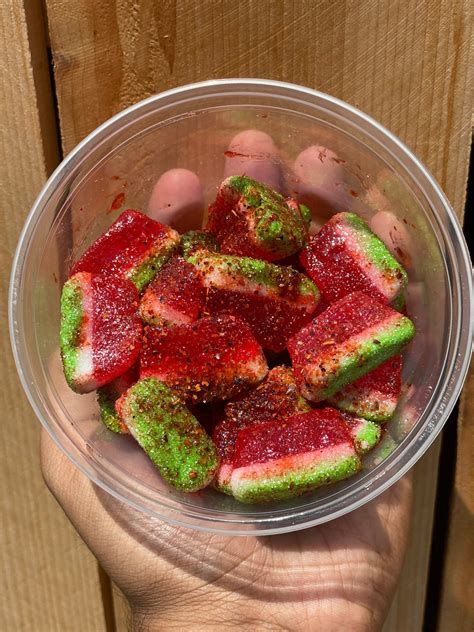 Spicy Big Watermelon Slices Gummies Chamoy Tajin Covered - Etsy ...