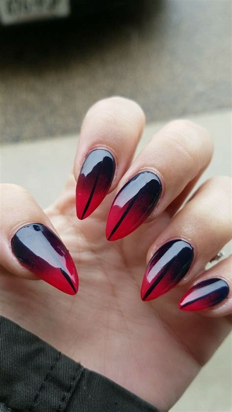 Red And Black Nails Art