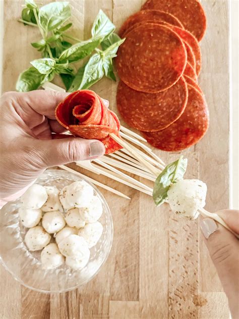 Elevate Your Appetizer Game with Stunning Pepperoni Rose Skewers!