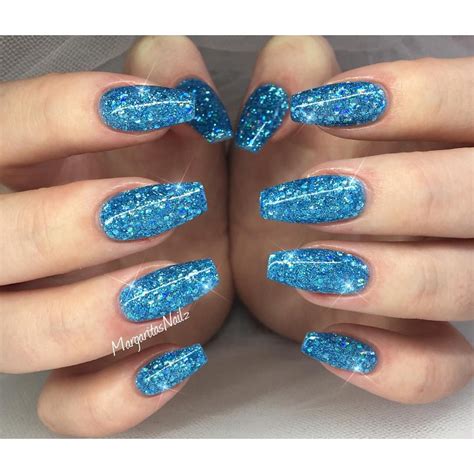 Blue Nails With Silver Glitter Tips at Charli Wimbush blog