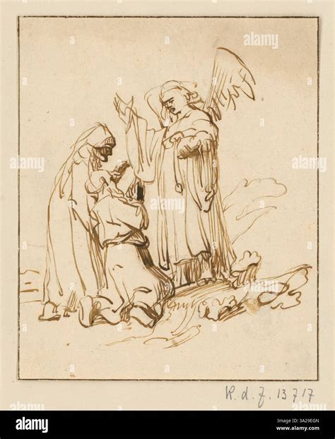 In this biblical scene, Rembrandt portrays the angel appearing to ...
