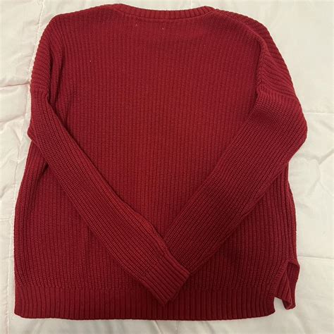 Red Hollister Knit Sweater Brand: Hollister Size:... - Depop