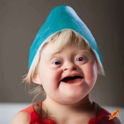 Gnome child with down syndrome on Craiyon