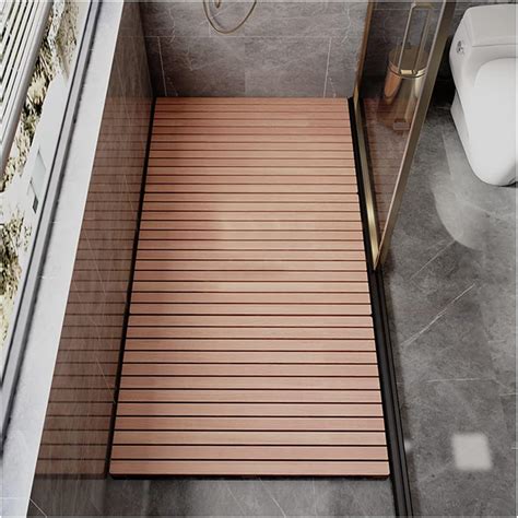 Amazon.com: Bamboo Wood Bath Mat, Sturdy Shower Mat,Wooden Bamboo Bath ...