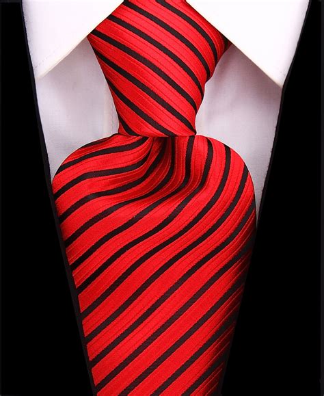 Scott Allan Elegant Men's Red Striped Tie | Standard Size Necktie 3.3 ...