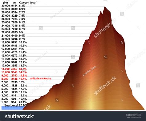 Percent Oxygen Available This Altitude Compared Stock Vector (Royalty Free) 1597780030 ...