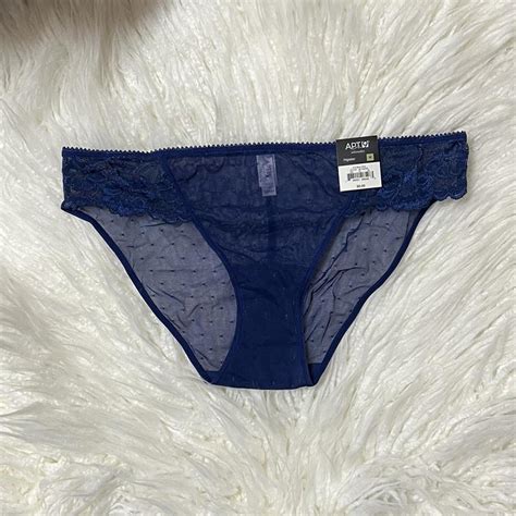 Blue mesh bikini style panties Polka dot pattern... - Depop