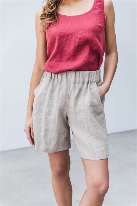 Linen Shorts for Woman / Simple Soft and Natural Shorts With - Etsy