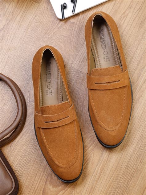 Buy MONKS & KNIGHTS Men Brown Suede Loafers - Casual Shoes for Men ...