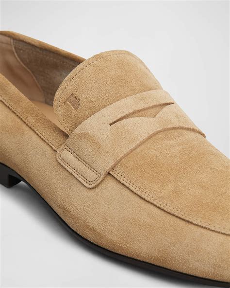 Tod's Men's Suede Penny Loafers | Neiman Marcus