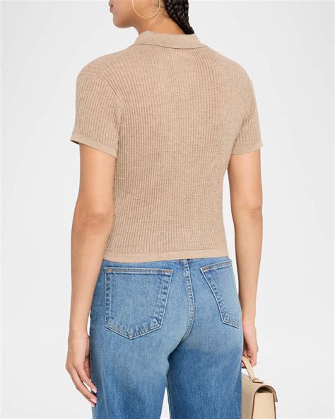 Guest in Residence Cashmere Short-Sleeve Shrunken Polo Sweater | Neiman ...
