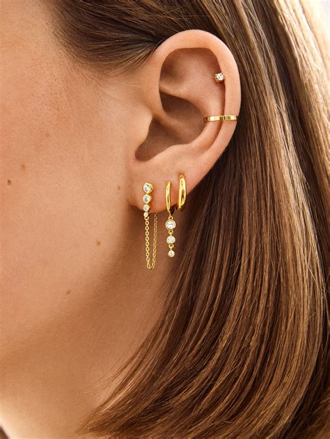 Jenelle 18K Gold Earring Set - Gold/Pavé in 2024 | Earings piercings ...