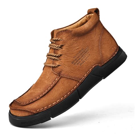 Mostelo® -Winter men's casual leather shoes with leather soft soles an ...