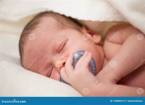 Baby Boy Sleep with Soother in Mouth Stock Photo - Image of person ...