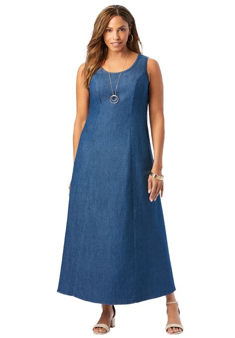 Jessica London Women's Plus Size Stretch Denim Maxi Dress - Walmart.com